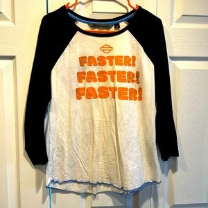Harley Davidson faster faster faster three-quarter T-shirt size medium